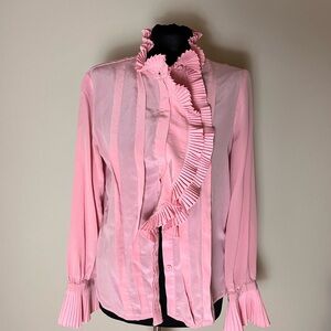 Elie Tahari Pink Silk Ruffle Blouse